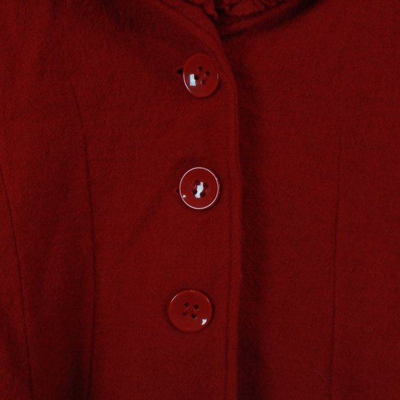 Marisa Christina Red Boiled Wool Detailed Collar Button Front Cardigan Size PM - Picture 4 of 9